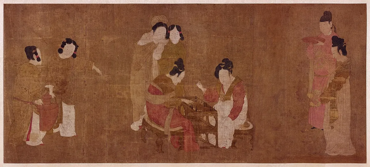 Zhou Fang, Court Ladies Playing Double-sixes, Tang dynasty painting at the Freer Gallery of Art, Washington DC